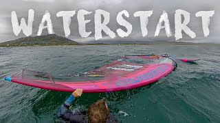 WATERSTART with BIG AND HEAVY race sail  POV [upl. by Hniht597]