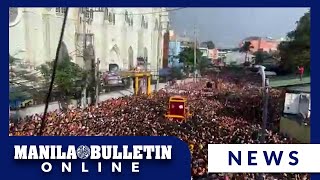 Black Nazarene arrives at San Sebastian Church for the traditional “Dungaw” [upl. by Buttaro]