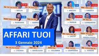 Affari tuoi puntata 3 gennaio 2024 Tutti i concorrenti e i premi [upl. by Anayrb285]