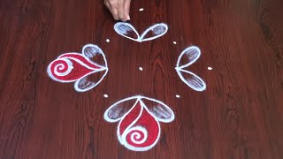 Rose flower rangoli design  daily muggulu [upl. by Seafowl469]