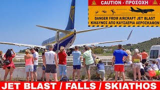 SKIATHOS POWERFULL JET BLAST AND FALLS 2023 [upl. by Ynahpit91]