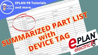 EPLAN Summarized Part List with Device Tag [upl. by Schiff330]