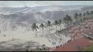 Durban beach closed due to high waves DRAMATIC AERIAL VIDEO [upl. by Akineg]