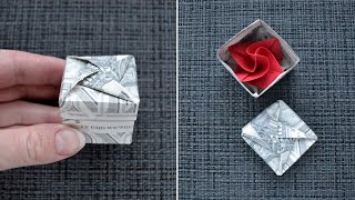 Cool MONEY BOX with LID  Put your gift in this box  Dollar Origami  Tutorial DIY by NProkuda [upl. by Tenaej]