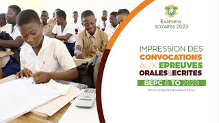 Examens Scolaires BEPC 2023  Imprimer Vos Convocations Aux Epreuves Orales Et Ecrites [upl. by Dacey]