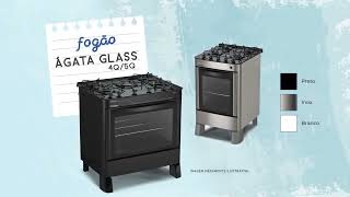 Fogão Esmaltec 5 Bocas Ágata Glass Automático Mesa Vidro Super Chama [upl. by Hgalehs]