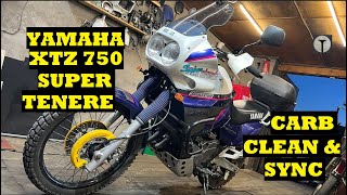 Cleaning and synchronizing the Mikuni carburetors on a Yamaha XTZ750 [upl. by Yrekaz]