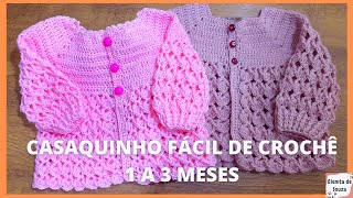 CASAQUINHO FÁCIL DE CROCHE PARA BEBÊ   ZOE [upl. by Bergren]