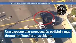 Una espectacular persecución policial en Estados Unidos a más de 200 kmh acaba en accidente [upl. by Hadley462]