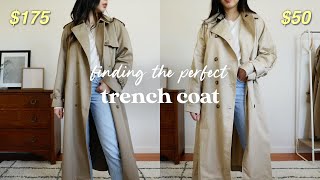 Finding my PERFECT trench coat  comparing affordable options  SPRING ESSENTIALS [upl. by Bate]