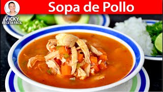 SOPA DE POLLO  Vicky Receta Facil [upl. by Akiram83]