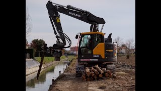 Volvo ECR 145 EL con battipalo a noleggio [upl. by Anawyt]