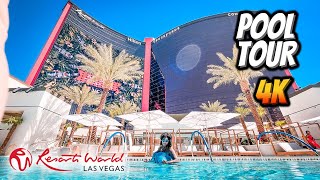 RESORTS WORLD Las Vegas FULL POOL TOUR in 4K 🏖 Gotta See This [upl. by Joy]