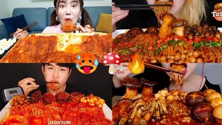 Extreme Spicy Enoki Mushrooms Eating Mukbang Compilation 🍄🥵🔥 [upl. by Anawal]