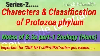 Characters amp Classification of Protozoa phylumNotes of BSc part1 Zoology Hons [upl. by Kassaraba315]