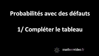 Probabilités sur des pièces présentant des défauts  1 compléter le tableau [upl. by Westlund]