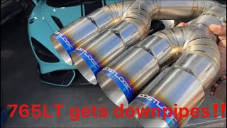 Exhaust on this mclaren 765Lt with tune 1of1 installation process‼️ mclaren foryou carvideo [upl. by Camus]