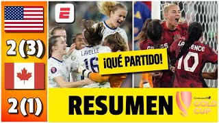 DRAMÁTICO EEUU venció a Canadá en PENALES y definirá la FINAL vs Brasil  Copa Oro Femenina [upl. by Yhtrod]