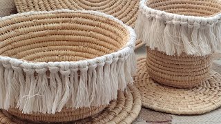 Raffia Weaving basket منظم بالرافية الطبيعية [upl. by Henley]