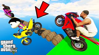 FRANKLIN TRIED IMPOSSIBLE MULTI BARREL PARKOUR RAMP CHALLENGE GTA 5  SHINCHAN and CHOP [upl. by Natek793]