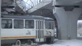 Tramvaie în București in zona Berzei  DGolescu  Trams in Bucharest in winter  20140125 50fps [upl. by Julis]