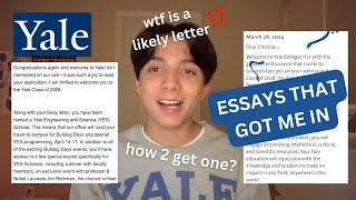 READING THE ESSAYS THAT GOT ME A YALE LIKELY LETTER  HOW YOU CAN TOO secret admissions outcome [upl. by Vizza]