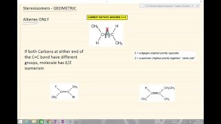 AQA A Level Chemistry Organic Chemistry  Stereoisomerism Geometric [upl. by Annatnom]