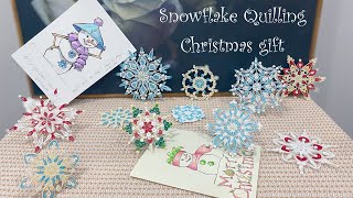 Snowflake quilling for Christmas gift  Blue and white decorations vs endless designs [upl. by Ylra]