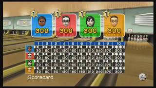 Wii Sports  Bowling 4 Players All Perfect Games [upl. by Patrich615]