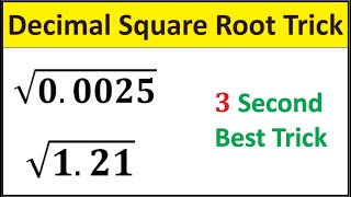 Decimal Square Root Trick  How to Find Square Root of Decimal Numbers in Just 3 Seconds  Math [upl. by Mclaurin]