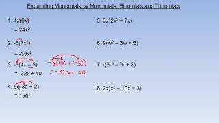 Expanding Monomials by Monomials Binomials and Trinomials [upl. by Stanwinn]