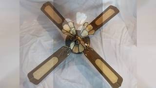 52quot Winnower Antique Brass 4 Blade Wicker Ceiling Fan w Slag Glass Shades [upl. by Mcallister]