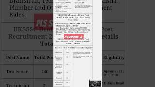 UKSSSC Draftsman and Other Post Online Form 2024 [upl. by Budwig]