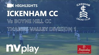 HIGHLIGHTS Ickenham 1st XI Vs Boyne Hill 1st XI  Thames Valley Division 1 [upl. by Ronyar]