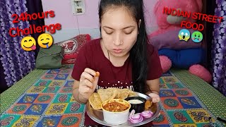 Eating Street Food For 24hrs Challenge  Trending Food Challenge  Indian Street Food Challenge [upl. by Kendra]