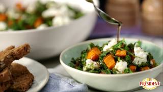 Salade met Président Petits Chèvres Doux zoete aardappel en boerenkool [upl. by Sharlene]