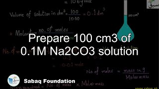 Prepare 100 cm3 of 01M Na2CO3 solution Chemistry Lecture  Sabaqpk [upl. by Ailicec]