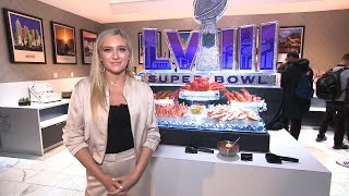 Maggie Sajak Tries Wagyu Beef at Super Bowl Stadium [upl. by Elbert]