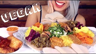 ASMR Eating Ethiopian Food Feast  Vegan Mukbang No Talking [upl. by Ahar744]