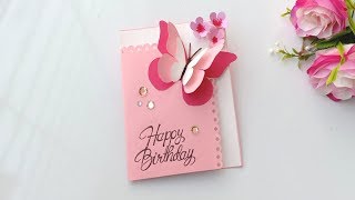 Butterfly Pop Up Birthday Card  Handmade easy card Tutorial [upl. by Atauqal]