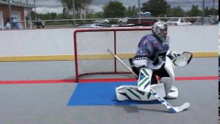 ReasonY ball hockey goalie pads in sliding action [upl. by Hubble]