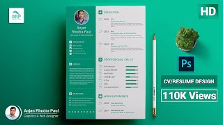 How to Create a CVRESUME template in Photoshop  ✪ Photoshop Tutorial ✪ [upl. by Anujra]