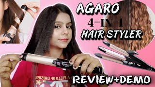 AGARO 4in1 Hair Styler StraightenerCrimper Curler Brush  Review  Demo  BeautyWithCggirl [upl. by Amero]