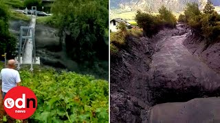 Violent Flash Flood Strikes Switzerland after Heavy Rain in Alps [upl. by Orfield]