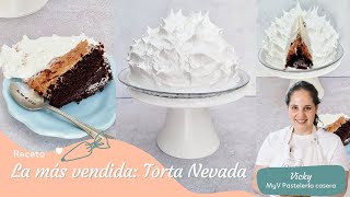 La más vendida Torta Nevada  Base húmeda de chocolate  mousse de chocolate  merengue italiano [upl. by Atirrehs167]