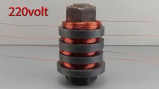 Amazing how to make free 220 volt electricity energy with copper coil and big magnet 100 [upl. by Annaert]