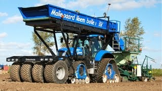 New Holland T7270 planting Tulip Bulbs  Tulpenbollen planten  Maliepaard Bloembollen [upl. by Yttak]