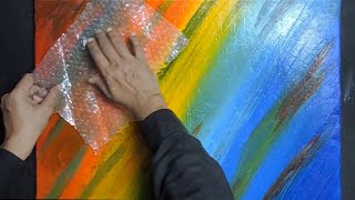 Simple and Easy Abstract Painting Demonstration on Acrylics Using Masking Tape  Beginners Tutorial [upl. by Pirali]