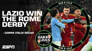 Lazio BEAT Jose Mourinhos Roma in ROME DERBY Coppa Italia recap  ESPN FC [upl. by Sinned959]