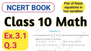 Class 10 math chapter 3 exercise 31  Pair of linear equations in two variables  mhkclasses [upl. by Stover778]